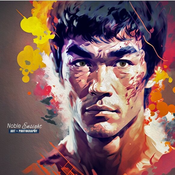 Bruce Lee Portrait Wall Art Martial Arts Watercolor Oil‎ Painting Poster - Picture 3 of 7
